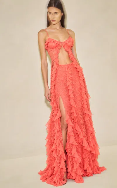 Alexis Ever Chiffon Maxi Skirt In Orange