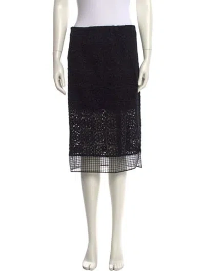 Pre-owned Alexis Eyelet Trim Knee-length Skirt W/ Tags In Black