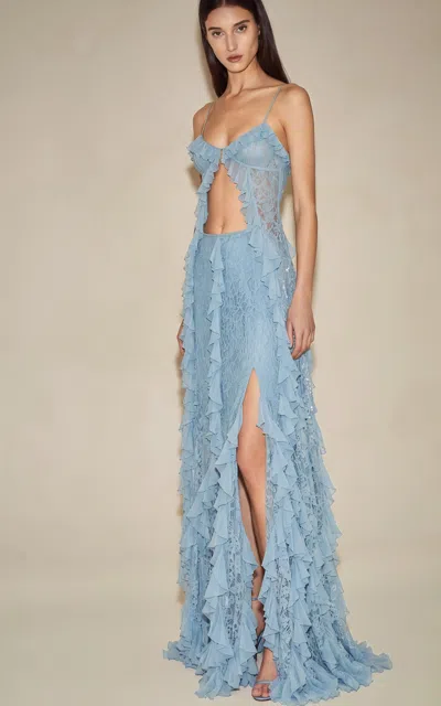 Alexis Faline Chiffon Top In Blue