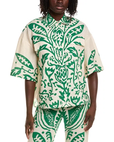 Alexis Farad Linen Top In Green