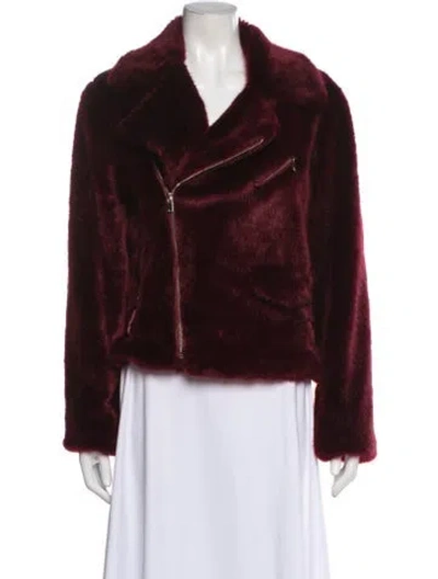 Pre-owned Alexis Faux Fur Jacket In Burgundy