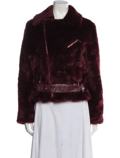 Pre-owned Alexis Faux Fur Jacket In Burgundy