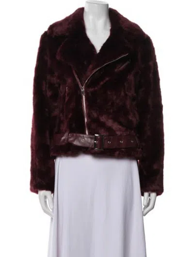 Pre-owned Alexis Faux Fur Jacket In Burgundy