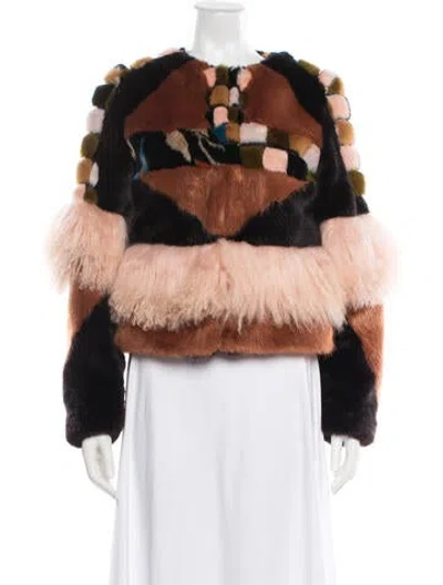 Pre-owned Alexis Faux Fur Printed Faux Fur Jacket In Orange