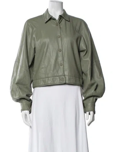 Pre-owned Alexis Faux Leather Jacket In Green