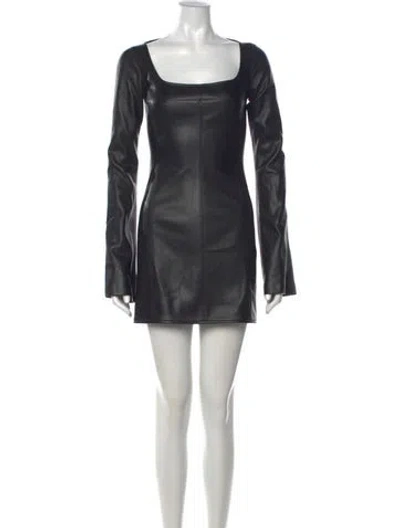 Pre-owned Alexis Faux Leather Mini Dress In Black