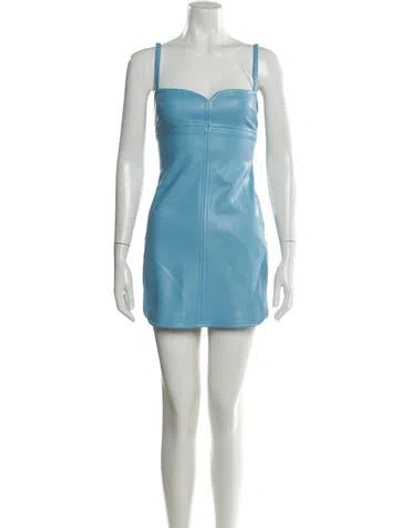 Pre-owned Alexis Faux Leather Mini Dress In Blue