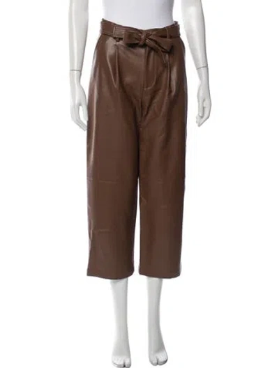Pre-owned Alexis Faux Leather Wide Leg Pants In Brown