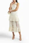 Alexis Feliciana Tie-back Pleated Chantilly Lace Midi Dress In Cream In Multi