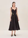 Alexis Fiore Square-neck Midi Dress In Black