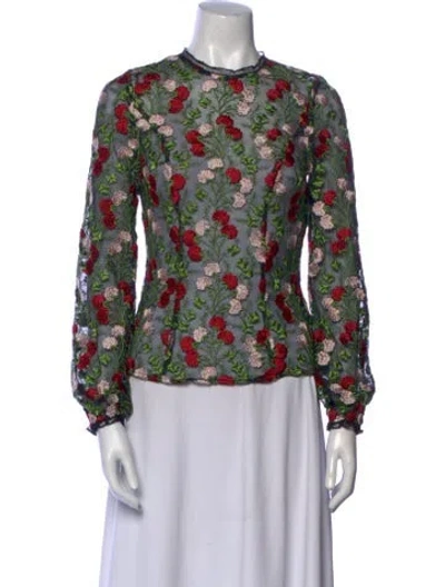Pre-owned Alexis Floral Print Crew Neck Blouse In Multi
