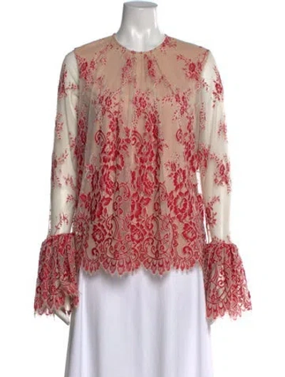 Pre-owned Alexis Floral Print Crew Neck Blouse In Neutrals