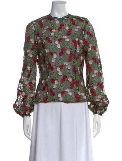 Pre-owned Alexis Floral Print Crew Neck Top In Multi