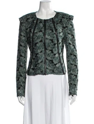 Pre-owned Alexis Floral Print Jacket In Green