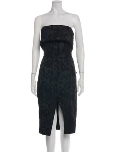 Pre-owned Alexis Floral Print Knee-length Dress In Black