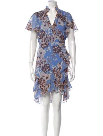 Pre-owned Alexis Floral Print Knee-length Dress In Blue