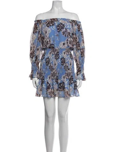 Pre-owned Alexis Floral Print Knee-length Dress In Blue/neutrals