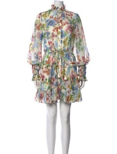 Pre-owned Alexis Floral Print Knee-length Dress In Neutral