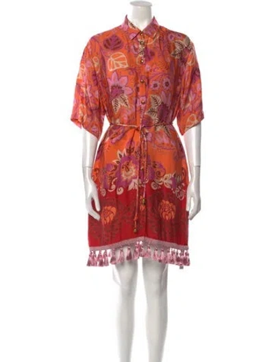 Pre-owned Alexis Floral Print Knee-length Dress In Orange
