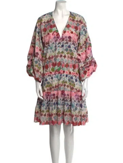 Pre-owned Alexis Floral Print Knee-length Dress In Pink