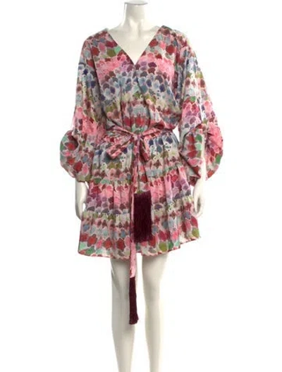 Pre-owned Alexis Floral Print Knee-length Dress In Pink