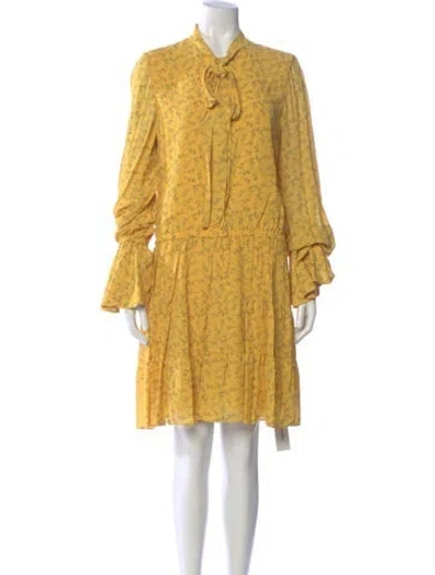 Pre-owned Alexis Floral Print Knee-length Dress In Yellow
