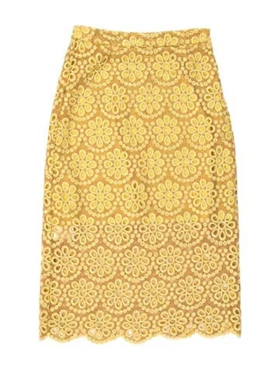 Pre-owned Alexis Floral Print Knee-length Skirt In Yellow