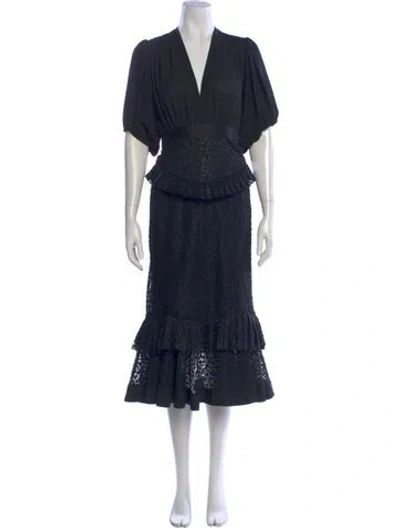 Pre-owned Alexis Floral Print Long Dress In Black