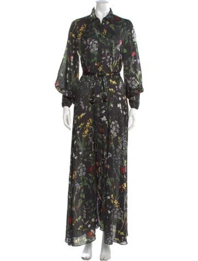Pre-owned Alexis Floral Print Long Dress In Black