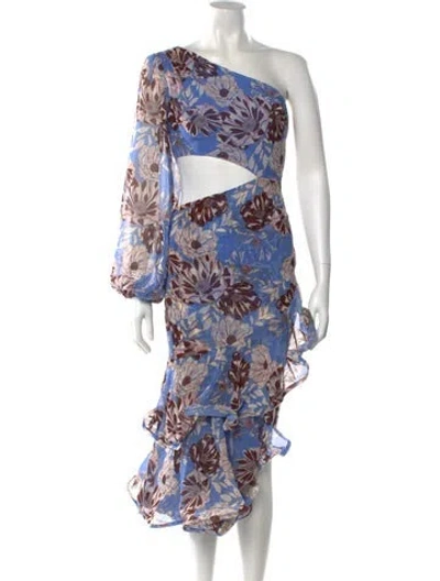 Pre-owned Alexis Floral Print Long Dress In Blue