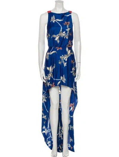 Pre-owned Alexis Floral Print Long Dress In Blue