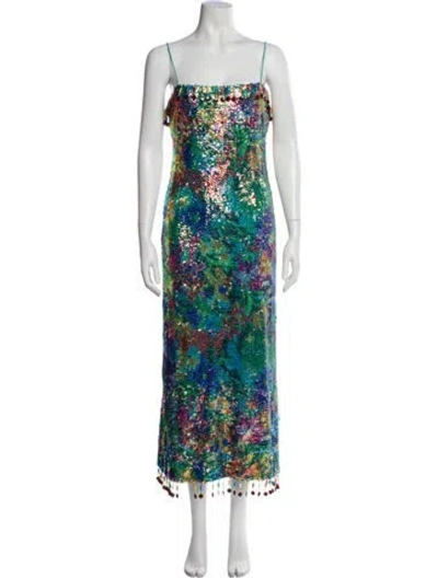 Pre-owned Alexis Floral Print Long Dress In Blue