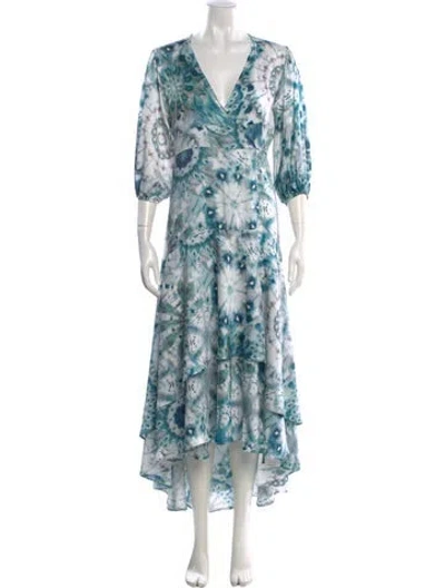 Pre-owned Alexis Floral Print Long Dress In Blue