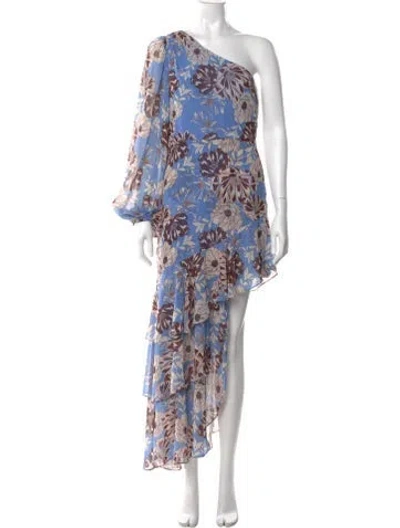 Pre-owned Alexis Floral Print Long Dress In Blue