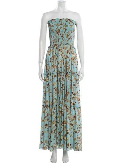 Pre-owned Alexis Floral Print Long Dress In Blue