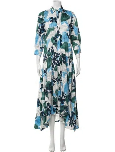 Pre-owned Alexis Floral Print Long Dress In Blue