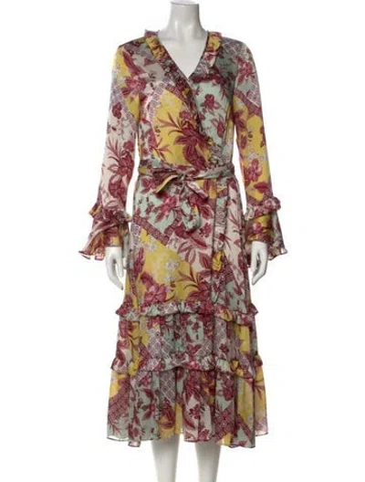 Pre-owned Alexis Floral Print Long Dress In Green