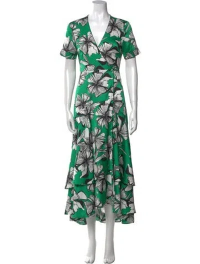 Pre-owned Alexis Floral Print Long Dress In Green