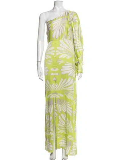 Pre-owned Alexis Floral Print Long Dress In Green