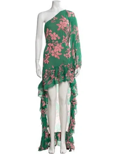 Pre-owned Alexis Floral Print Long Dress In Green