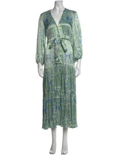 Pre-owned Alexis Floral Print Long Dress In Green