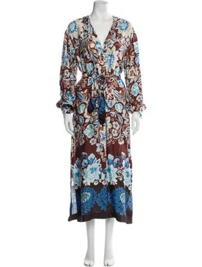 Pre-owned Alexis Floral Print Long Dress In Multi