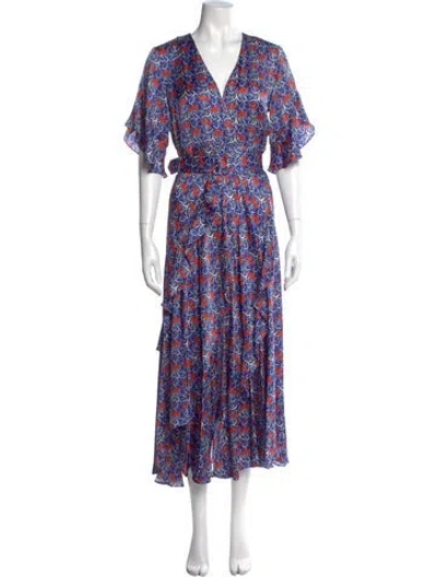 Pre-owned Alexis Floral Print Long Dress In Multi