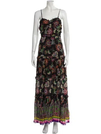 Pre-owned Alexis Floral Print Long Dress In Multi