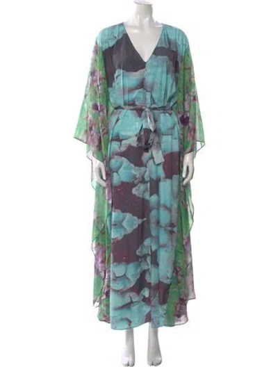 Pre-owned Alexis Floral Print Long Dress In Multi