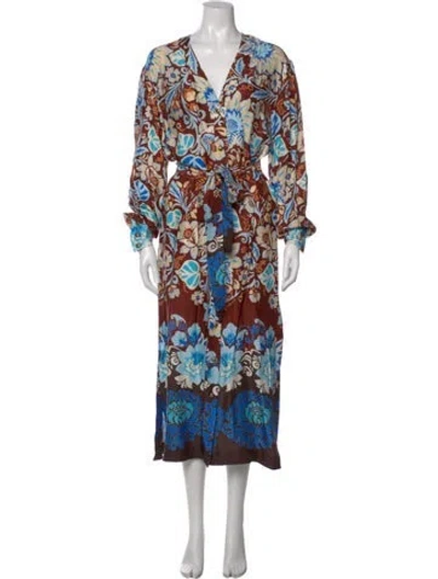 Pre-owned Alexis Floral Print Long Dress In Multi