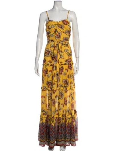 Pre-owned Alexis Floral Print Long Dress In Multi