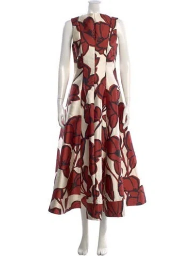 Pre-owned Alexis Floral Print Long Dress In Neutral