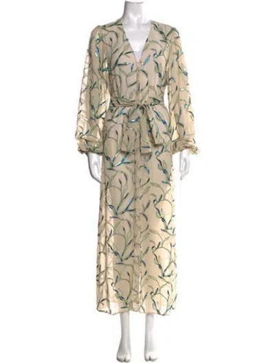 Pre-owned Alexis Floral Print Long Dress In Neutral