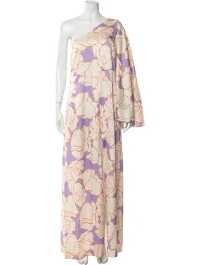 Pre-owned Alexis Floral Print Long Dress In Neutral